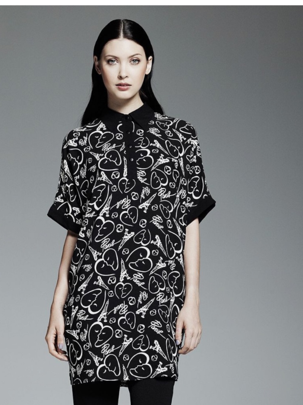 Catherine Malandrino DesigNation Paris Print Dress Black, Medium